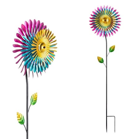 Multicolored Metal 47 In. H Wind Garden Stake Spinner, 4PK